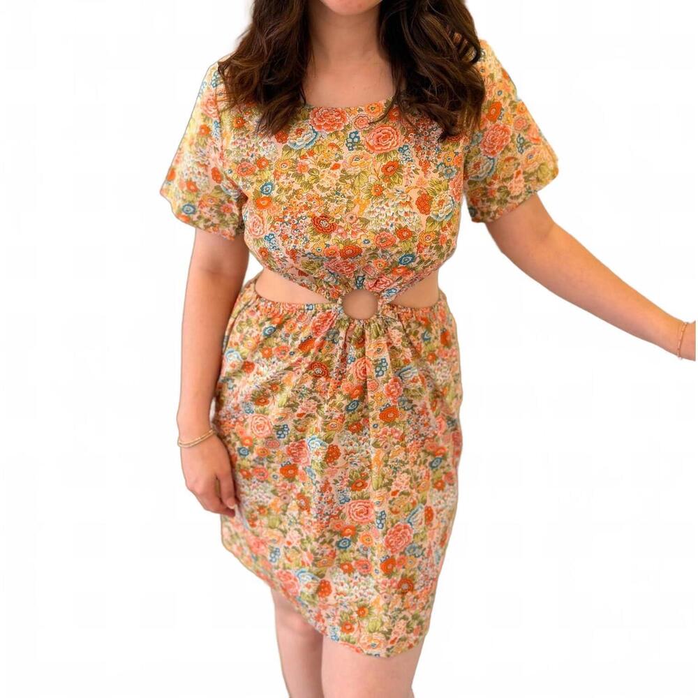 NEW LUCCA wildflower charm cutout dress in yellow